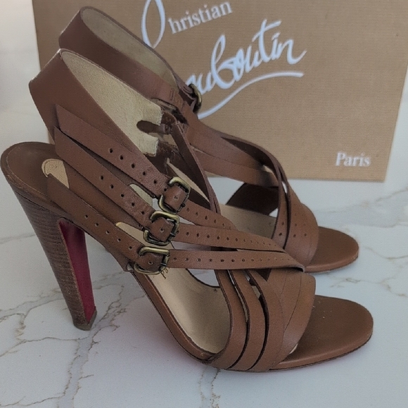 Christian Louboutin Brown Strappy Heels - Picture 3 of 11
